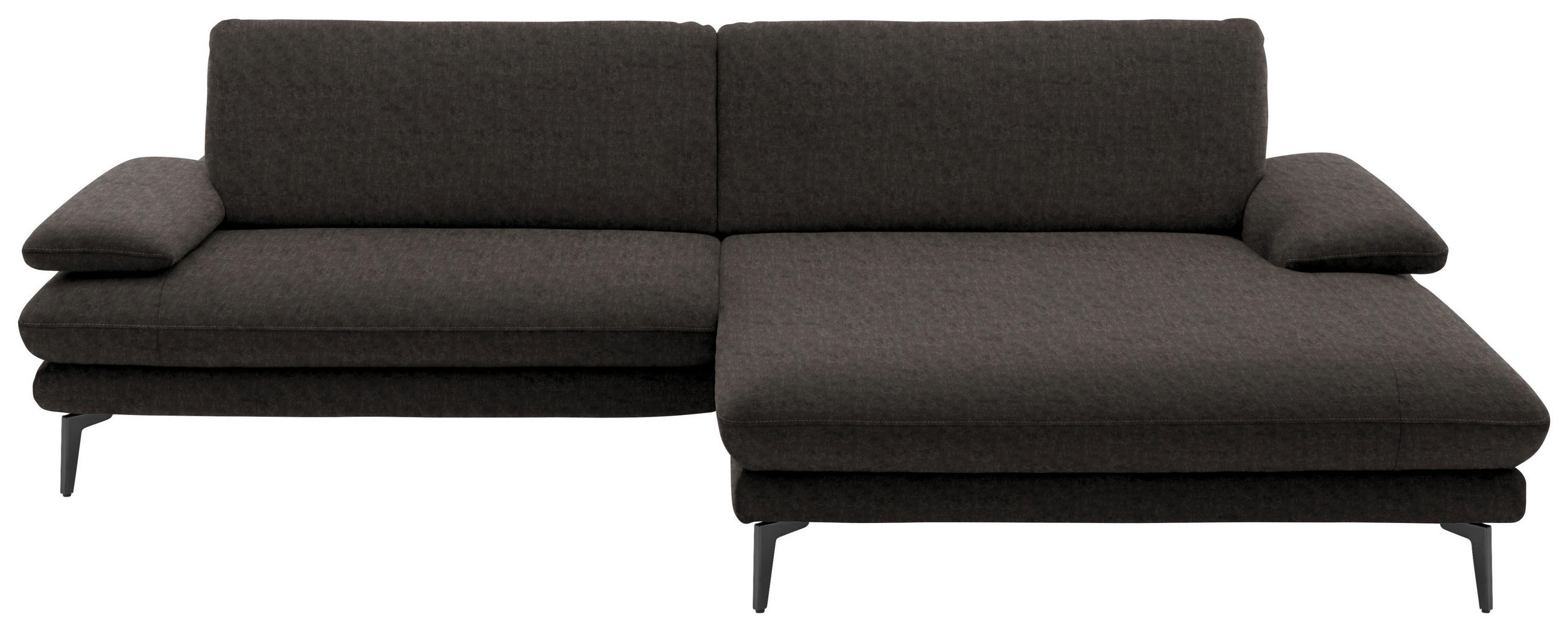 ECKSOFA in Velours Dunkelbraun  - Dunkelbraun/Schwarz, Design, Textil/Metall (284/184cm) - Dieter Knoll