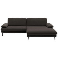 ECKSOFA in Velours Dunkelbraun  - Dunkelbraun/Schwarz, Design, Textil/Metall (284/184cm) - Dieter Knoll