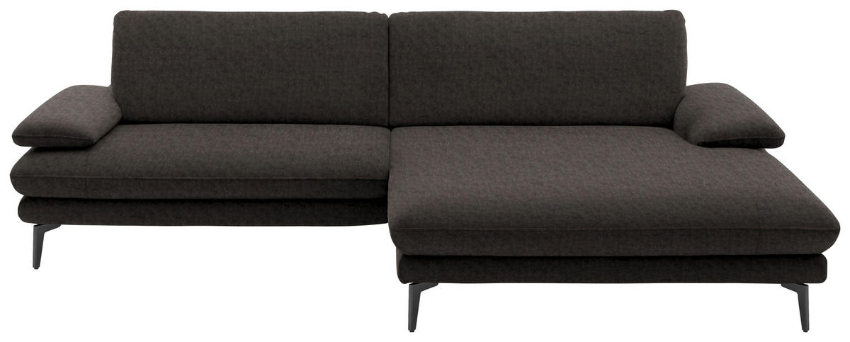 ECKSOFA in Velours Dunkelbraun  - Dunkelbraun/Schwarz, Design, Textil/Metall (284/184cm) - Dieter Knoll