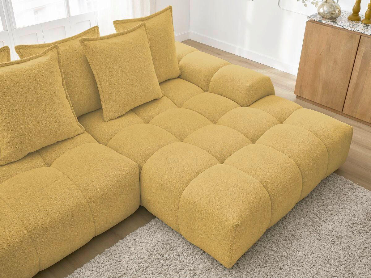 ECKSCHLAFSOFA EVEREST  mit Rücken echt, Armteil links, Armteil rechts Flachgewebe Gelb  - Gelb/Schwarz, MODERN, Kunststoff/Textil (318/180cm) - Livetastic