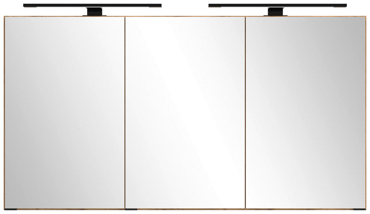 SPIEGELSCHRANK 120/64/20 cm  - Eiche Wotan/Schwarz, MODERN, Glas/Holzwerkstoff (120/64/20cm) - Held