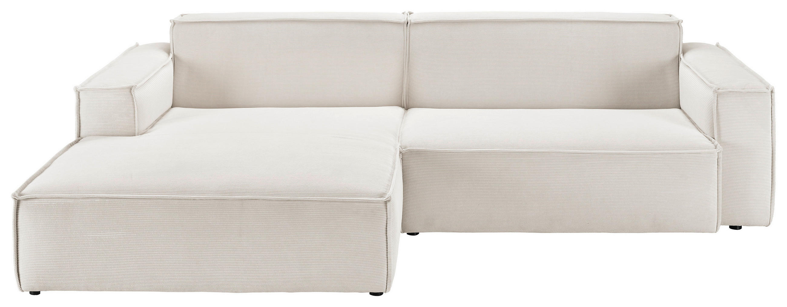 ECKSOFA Weiß Feincord - Schwarz/Weiß, KONVENTIONELL, Kunststoff/Textil (168/276cm) - Hom`in