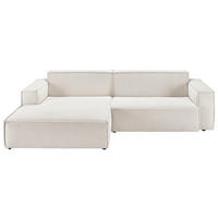 ECKSOFA Weiß Feincord  - Schwarz/Weiß, KONVENTIONELL, Kunststoff/Textil (168/276cm) - Hom`in
