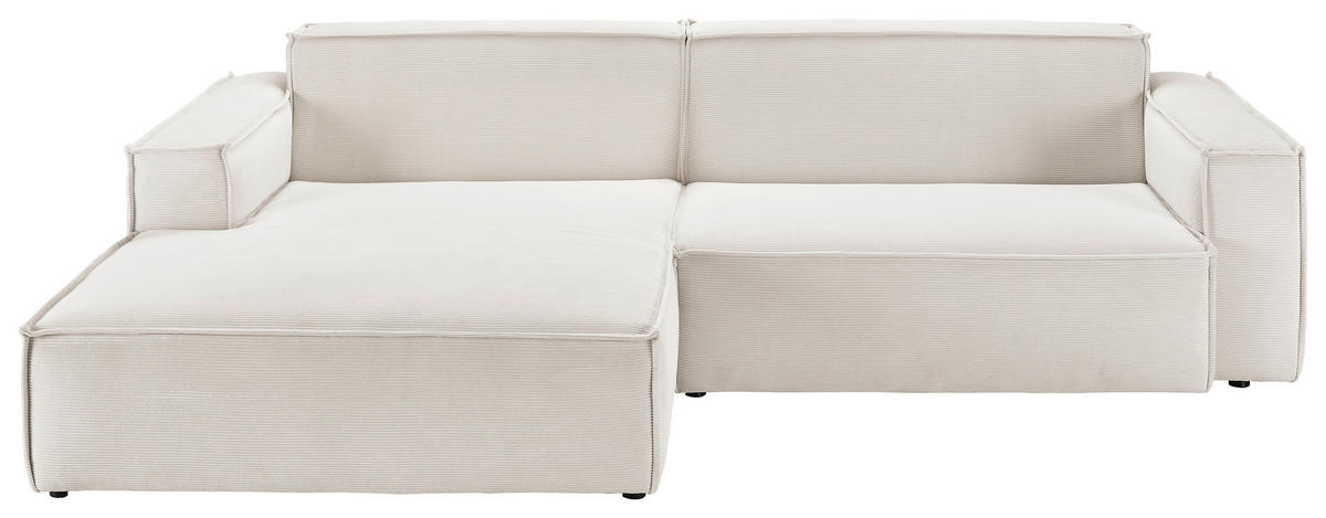 ECKSOFA Weiß Feincord  - Schwarz/Weiß, KONVENTIONELL, Kunststoff/Textil (168/276cm) - Hom`in