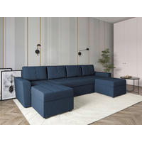 WOHNLANDSCHAFT TERMOLI Dunkelblau Jacquard  - Schwarz/Dunkelblau, Design, Kunststoff/Textil (155/296/155cm) - MID.YOU