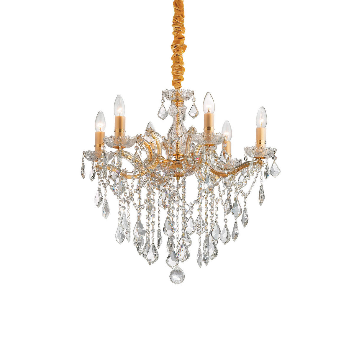 KRONLEUCHTER 60/82-120 cm   - Messingfarben/Goldfarben, KONVENTIONELL, Glas/Naturmaterialien (60/82-120cm) - Ideal Lux