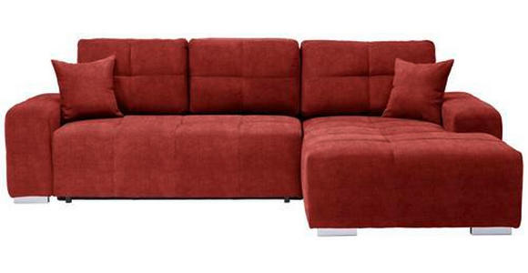 ECKSOFA in Webstoff Rot  - Silberfarben/Rot, Design, Kunststoff/Textil (280/194cm) - Carryhome