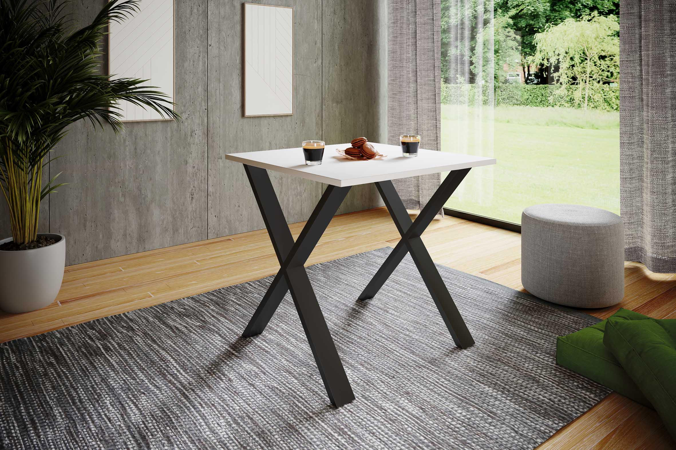 ESSTISCH in Holzwerkstoff  - Schwarz/Weiß, Basics, Holzwerkstoff/Metall (80/50/76cm) - MID.YOU