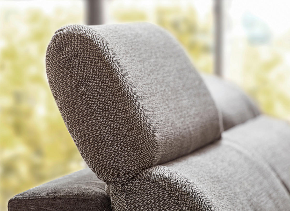 WOHNLANDSCHAFT in Flachgewebe Graubraun  - Graubraun/Silberfarben, Design, Kunststoff/Textil (187/365/263cm) - Cantus