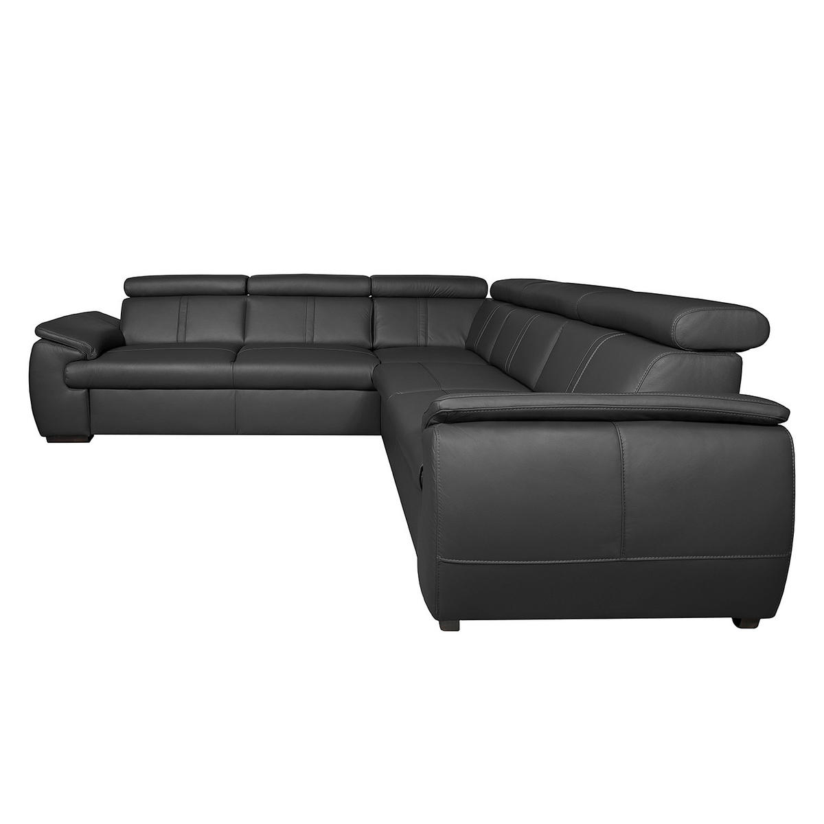 ECKSOFA Schwarz Echtleder  - Schwarz, Design, Leder/Holz (265/265cm) - Livetastic