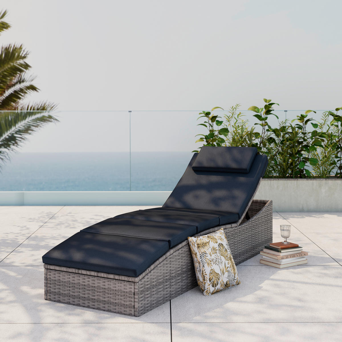 GARTENLIEGE 190/80/60 cm  - Grau, Modern, Kunststoff/Textil (190/80/60cm) - Ambia Garden