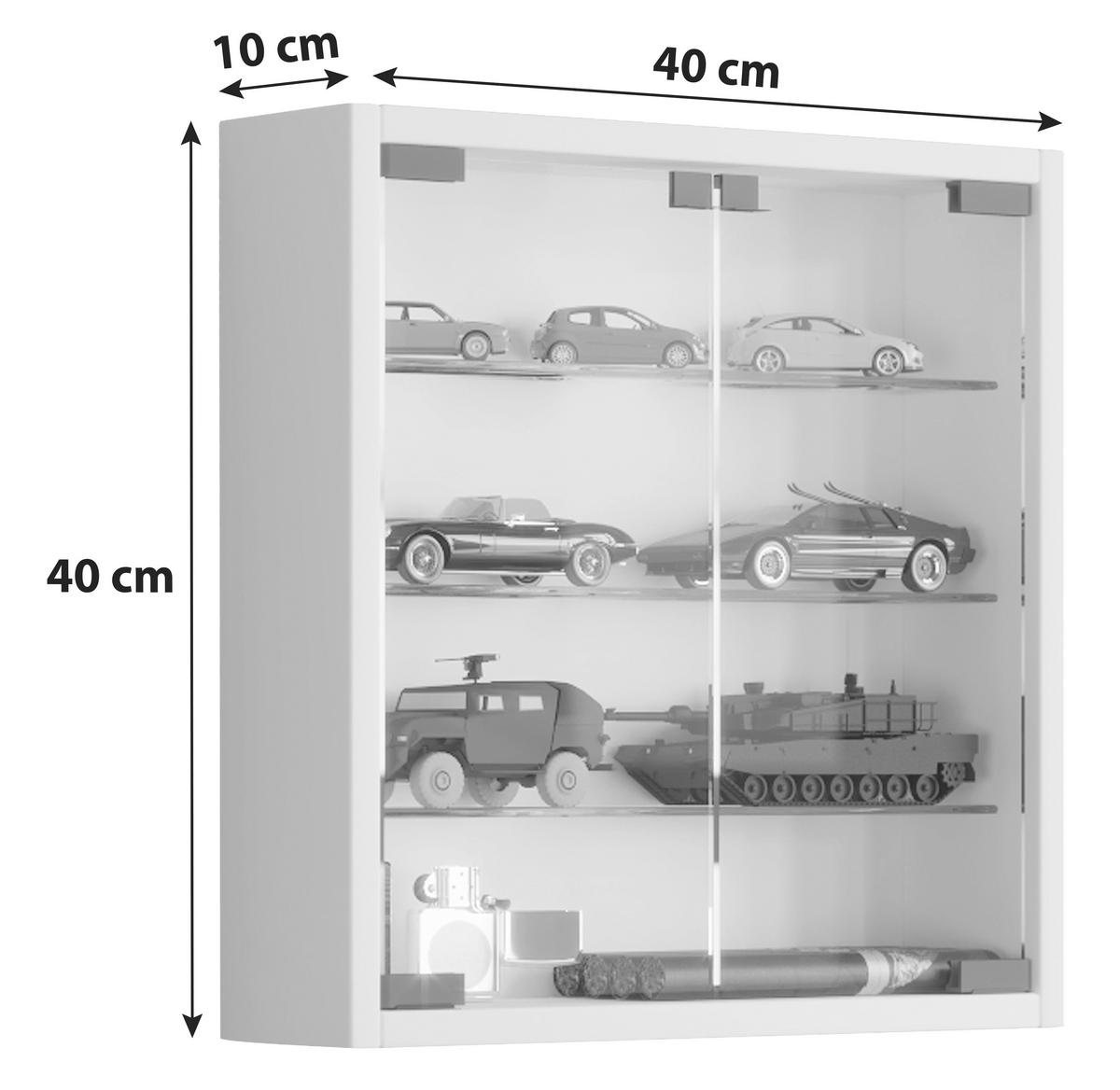 Hängevitrine in Weiß in Weiss  - Weiss/Schwarz, Konventionell, Glas/Holzwerkstoff (40/40/10cm) - MID.YOU