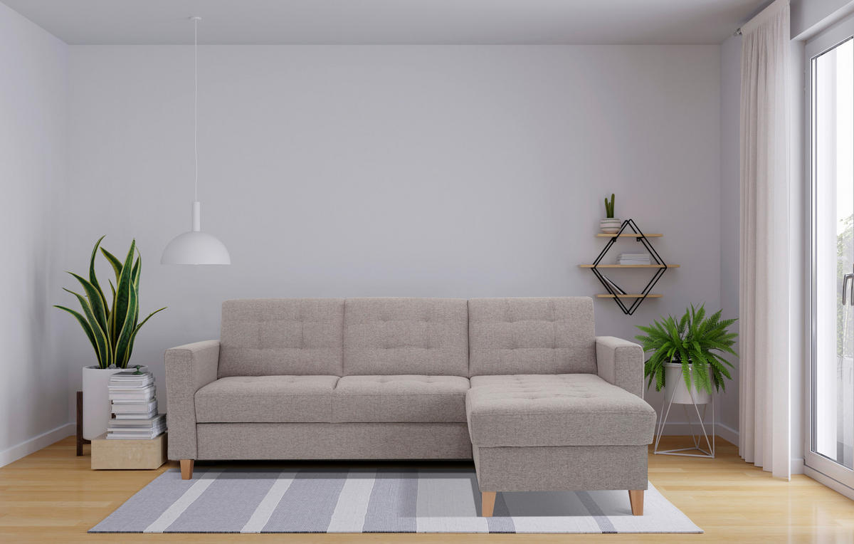 HÖRNSOFFA i flatväv brun  - brun/naturfärgad, Design, trä/textil (231/160cm) - Livetastic