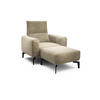 Sessel inkl. Hocker Samt    - Schwarz/Naturfarben, Design, Textil/Metall (110/85/86-94cm) - SENSOO