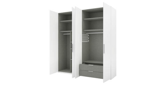 DREHTÜRENSCHRANK  in Weiß  - Alufarben/Weiß, KONVENTIONELL, Holzwerkstoff/Metall (200/223/62cm) - Novel