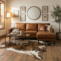 ECKSOFA Hellbraun Echtleder Lederlook Rücken echt  - Hellbraun/Schwarz, Design, Leder/Textil (166/238cm) - Livetastic