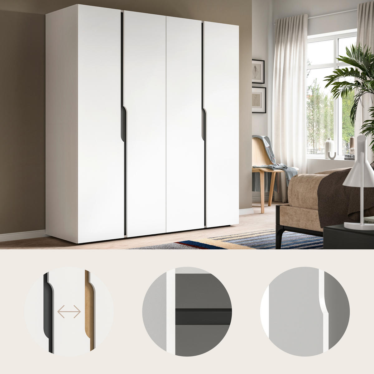 DREHTÜRENSCHRANK  in Weiß  - Weiß, MODERN, Holzwerkstoff (160/180/51cm) - MID.YOU