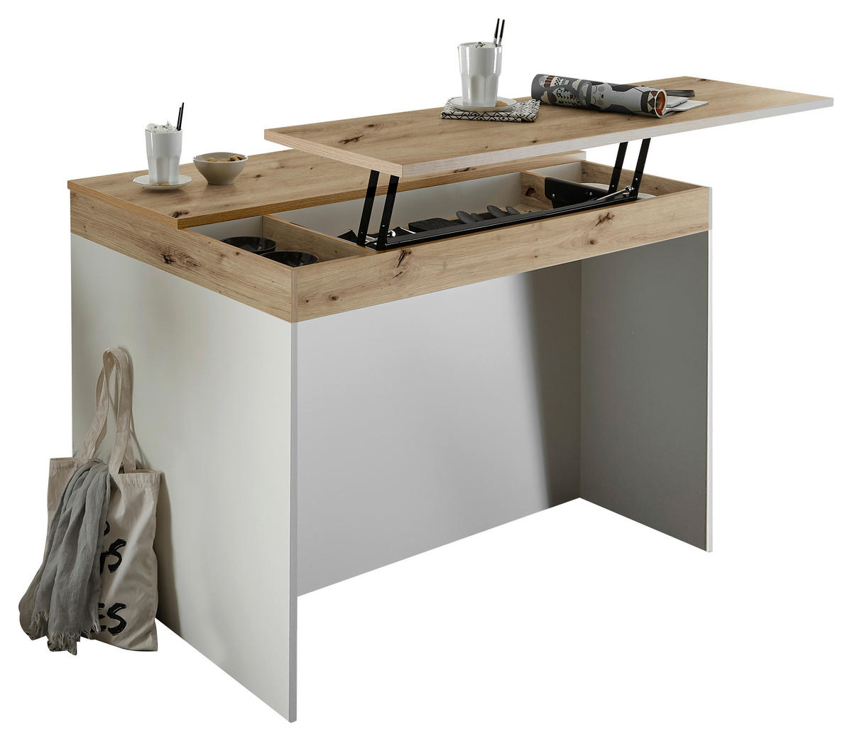 KÜCHENINSEL 123/90/90 cm  in Weiß, Eichefarben  - Eichefarben/Weiß, Basics, Holzwerkstoff (123/90/90cm) - Carryhome