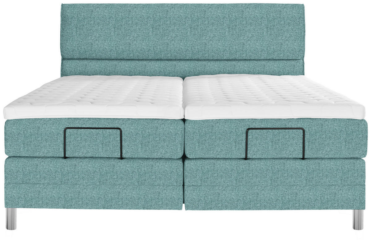 BOXSPRINGBETT 200/200 cm  in Blau  - Chromfarben/Blau, KONVENTIONELL, Kunststoff/Textil (200/200cm) - Voleo