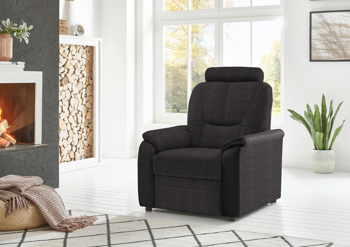 FERNSEHSESSEL in Chenille Graubraun  - Graubraun/Schwarz, KONVENTIONELL, Kunststoff/Textil (90/96/89cm) - Beldomo Comfort
