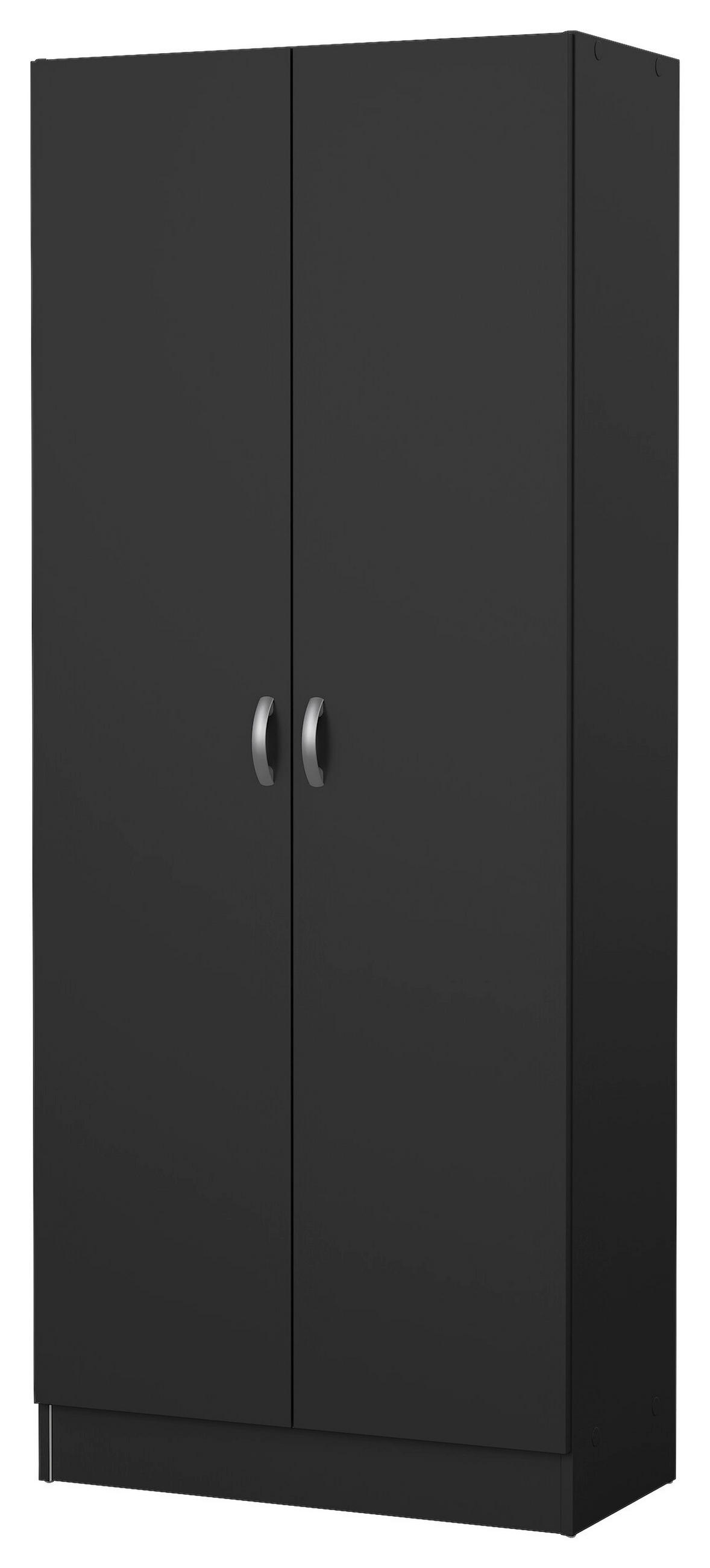 DREHTÜRENSCHRANK 69,2/170,4/34,6 cm 2-türig Schwarz  - Silberfarben/Schwarz, Basics, Holzwerkstoff/Metall (69,2/170,4/34,6cm) - MID.YOU