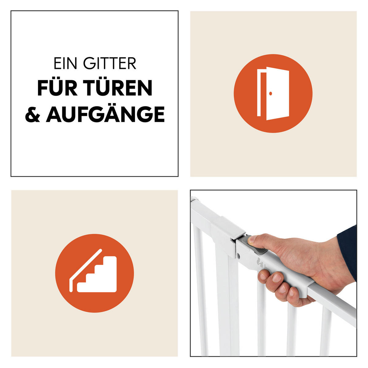 TÜRSCHUTZGITTER 75/77 cm  - Weiß, Basics, Kunststoff/Metall (75/77cm) - Hauck