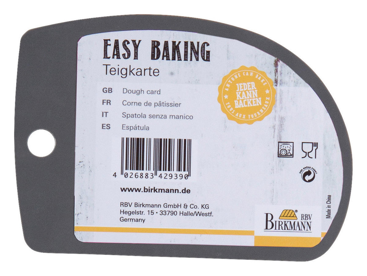 TEIGKARTE - Grau, Basics, Kunststoff (9/12,5/0,1cm) - Birkmann