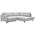 ECKSOFA in Flachgewebe, Leinenoptik Silberfarben  - Silberfarben/Schwarz, Design, Textil/Metall (247/208cm) - Xora