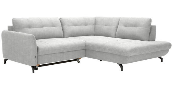 ECKSOFA in Flachgewebe, Leinenoptik Silberfarben  - Silberfarben/Schwarz, Design, Textil/Metall (247/208cm) - Xora