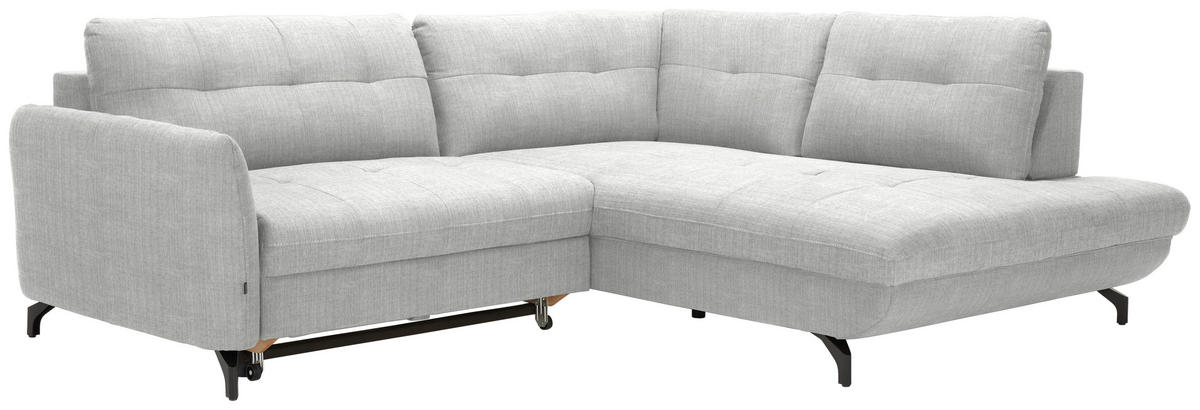ECKSOFA in Flachgewebe, Leinenoptik Silberfarben  247/208 cm  - Silberfarben/Schwarz, MODERN, Textil/Metall (247/208cm) - Xora