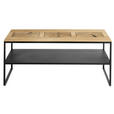 COUCHTISCH Wildeiche massiv, vollmassiv, Hartholz 100/60/41 cm rechteckig Wildeiche  - Wildeiche/Schwarz, Design, Holz/Metall (100/60/41cm) - Johann Jakob