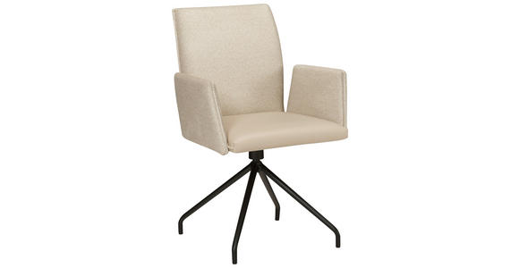 ARMLEHNSTUHL in Stahl Mikrofaser, Webstoff - Hellbraun/Beige, Design, Textil/Metall (49/91/60cm) - Moderano