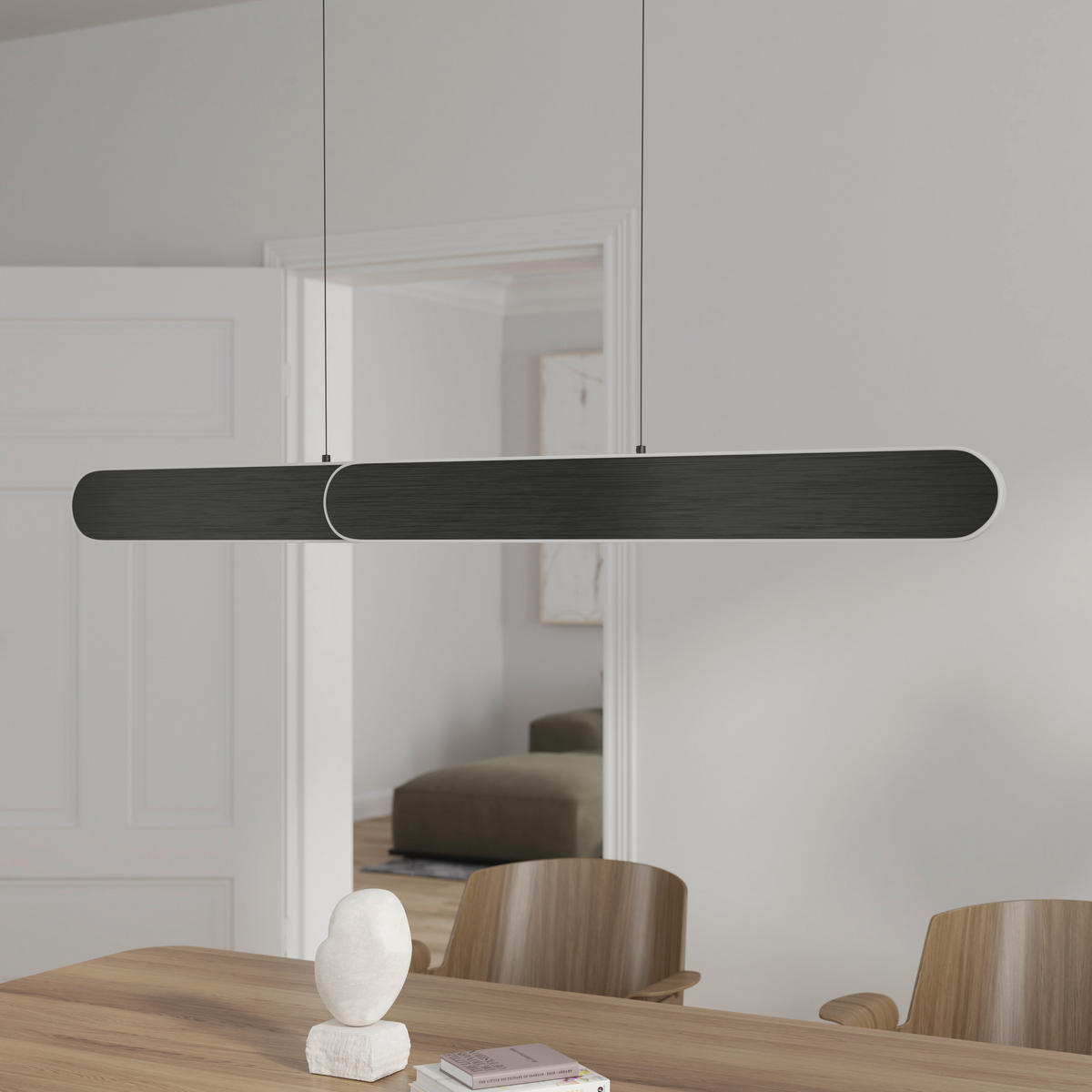 LED-HÄNGELEUCHTE Otis Linear 115/7,5/150 cm   - Schwarz, Design, Metall (115/7,5/150cm) - Dieter Knoll