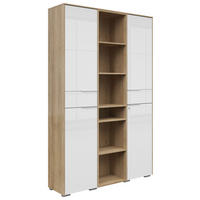 SKRINKA NA DOKUMENTY, biela, farba duba, 122/199/37 cm - biela/farba duba, Konventionell, kompozitné drevo/sklo (122/199/37cm) - Voleo