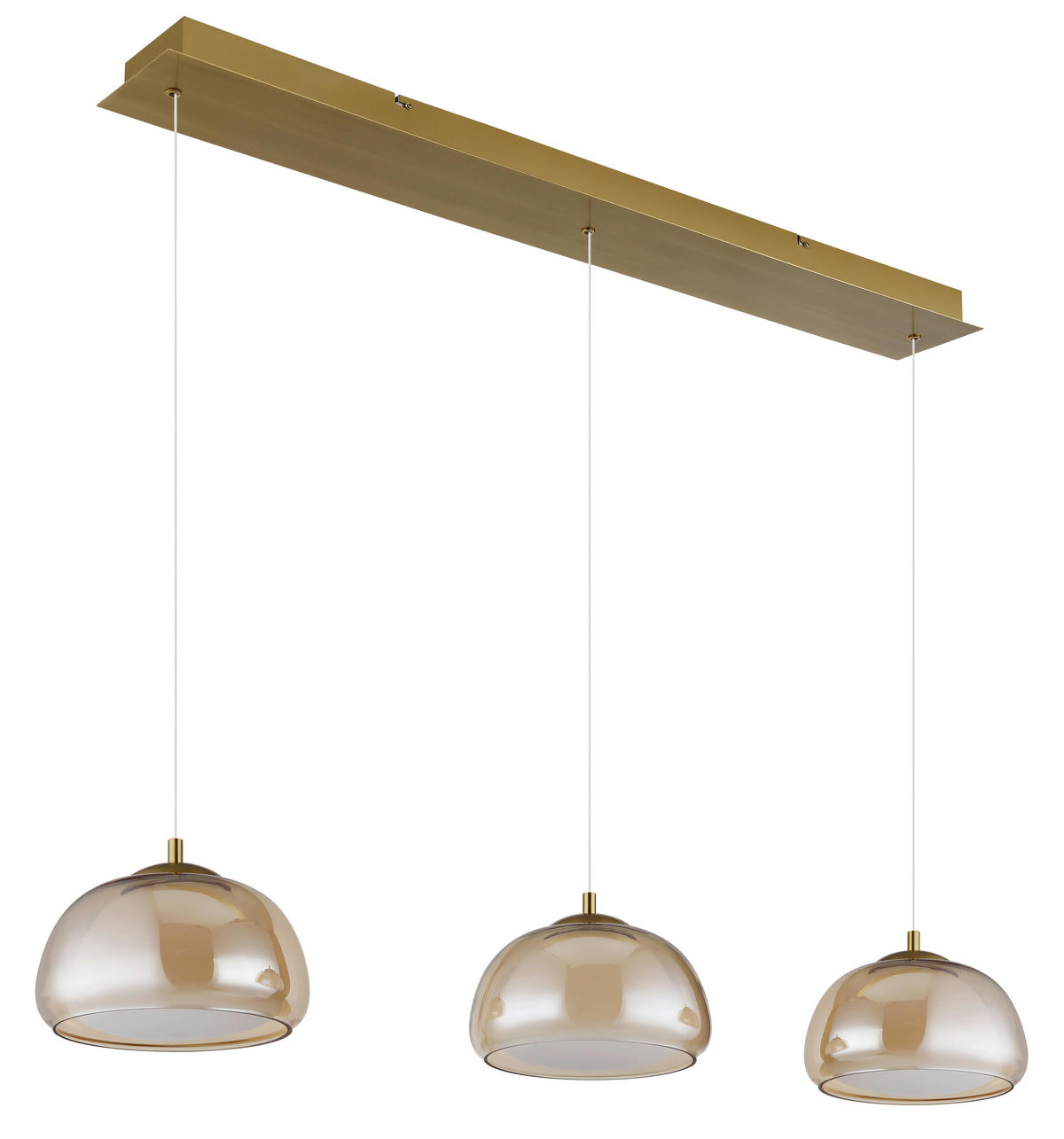 LED-HÄNGELEUCHTE 117/25/150 cm  - Transparent/Goldfarben, Design, Glas/Kunststoff (117/25/150cm) - Globo