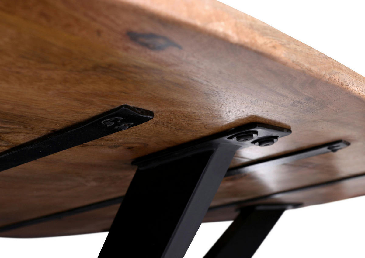 MASĂ din lemn, 180/90/76 cm,   - culoare natur/negru, Design, lemn/metal (180/90/76cm) - Livetastic