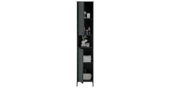 HOCHSCHRANK 38/197/32 cm - Dunkelgrün/Schwarz, KONVENTIONELL, Holzwerkstoff/Metall (38/197/32cm) - Xora