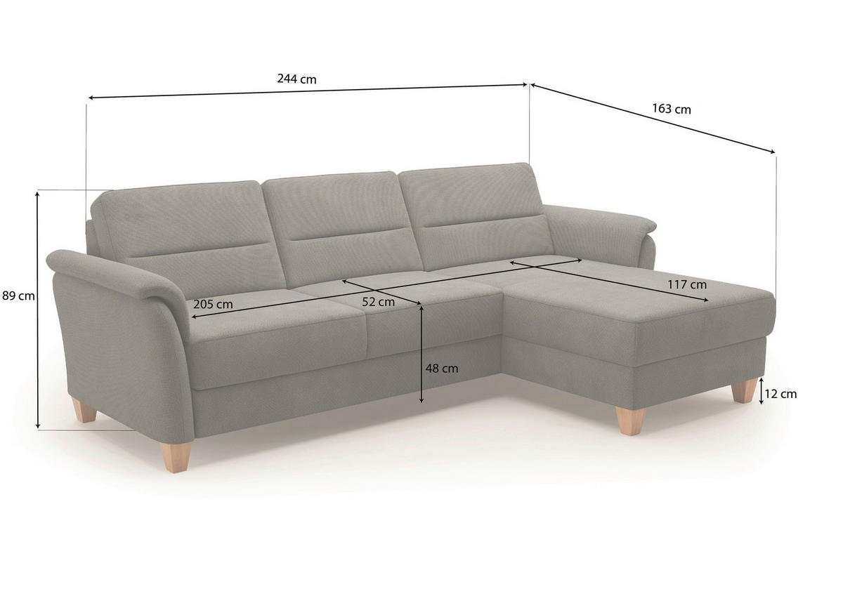 ECKSOFA PALMERA V Braun Mikrofaser  - Eichefarben/Braun, KONVENTIONELL, Holz/Textil (244/163cm) - Sit & More