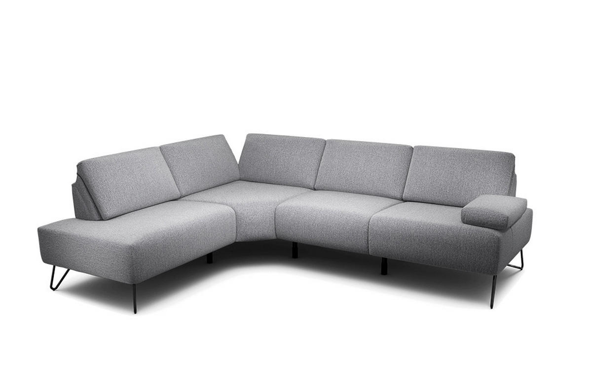 ECKSOFA in Chenille Anthrazit  193/248-263 cm  - Anthrazit/Schwarz, Design, Textil/Metall (193/248-263cm) - SENSOO