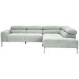ECKSOFA Grau Flachgewebe  - Chromfarben/Grau, KONVENTIONELL, Textil/Metall (282/224cm) - Hom`in