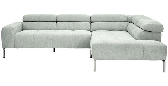 ECKSOFA Grau Flachgewebe - Chromfarben/Grau, KONVENTIONELL, Textil/Metall (282/224cm) - Hom`in