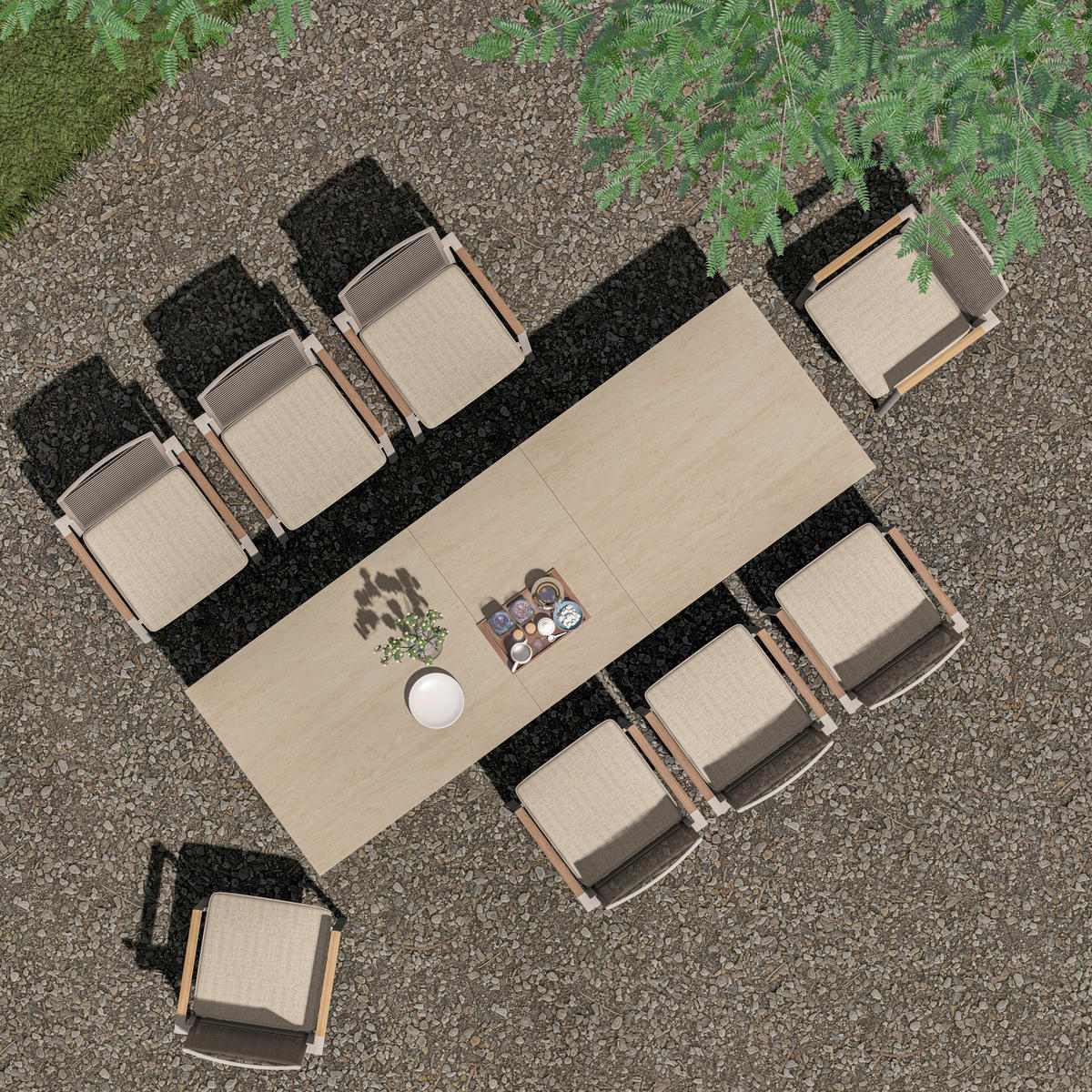 GARTENTISCH 240-300/100/74 cm Metall, Keramik rechteckig  - Sandfarben/Mokka, Basics, Keramik/Metall (240-300/100/74cm) - Zebra 