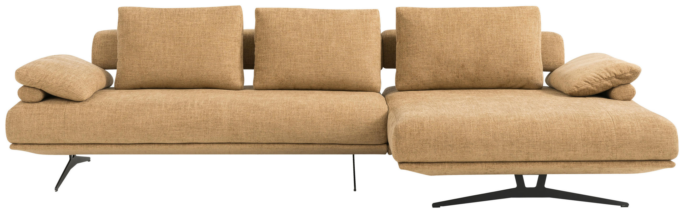 ECKSOFA  in Chenille Honig  334/168 cm  - Schwarz/Honig, Design, Textil/Metall (334/168cm) - Dieter Knoll