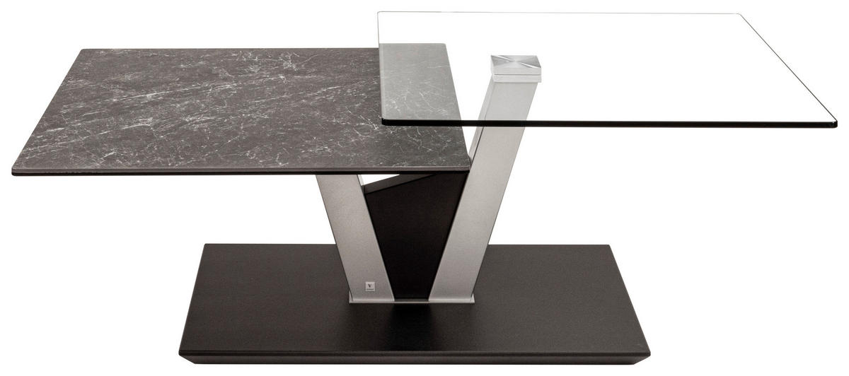 COUCHTISCH in Glas, Keramik 118/65/36-43 cm   - Anthrazit/Silberfarben, Design, Glas/Keramik (118/65/36-43cm) - Venda