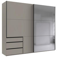 SCHWEBETÜRENSCHRANK 250/216/65 cm,  in Sahara, 2 Tür(en)  - Schwarz/Sahara, MODERN, Glas/Holzwerkstoff (250/216/65cm) - MID.YOU