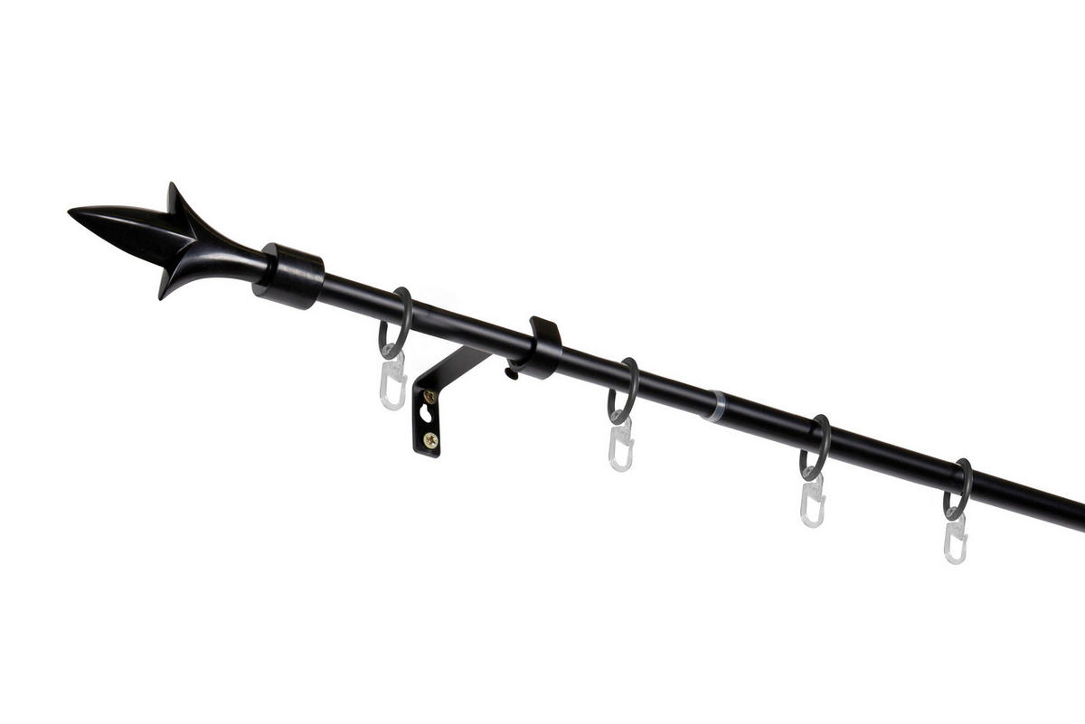 VORHANGSTANGENSET  130 cm  - Schwarz, Basics, Metall (130cm)