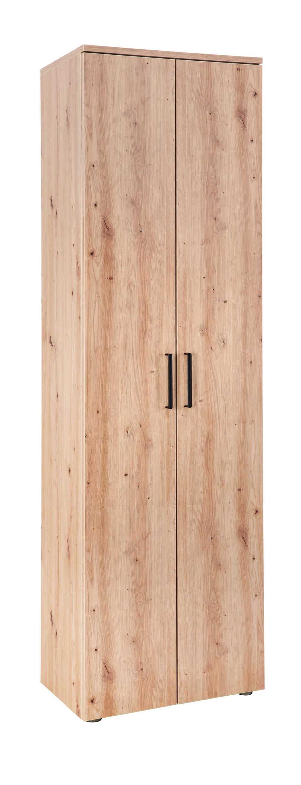 GARDEROBENSCHRANK Almada  in 60/200/38 cm  - Eichefarben/Schwarz, Konventionell, Holzwerkstoff/Kunststoff (60/200/38cm) - Moderano