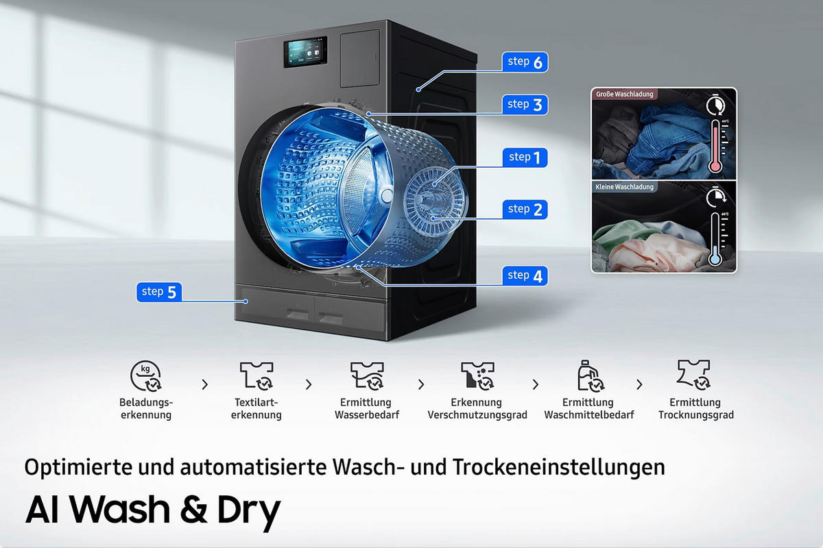 WASCHTROCKNER WD18DB8995BZ  - Anthrazit, Basics, Glas/Kunststoff (60/85/65cm) - Samsung