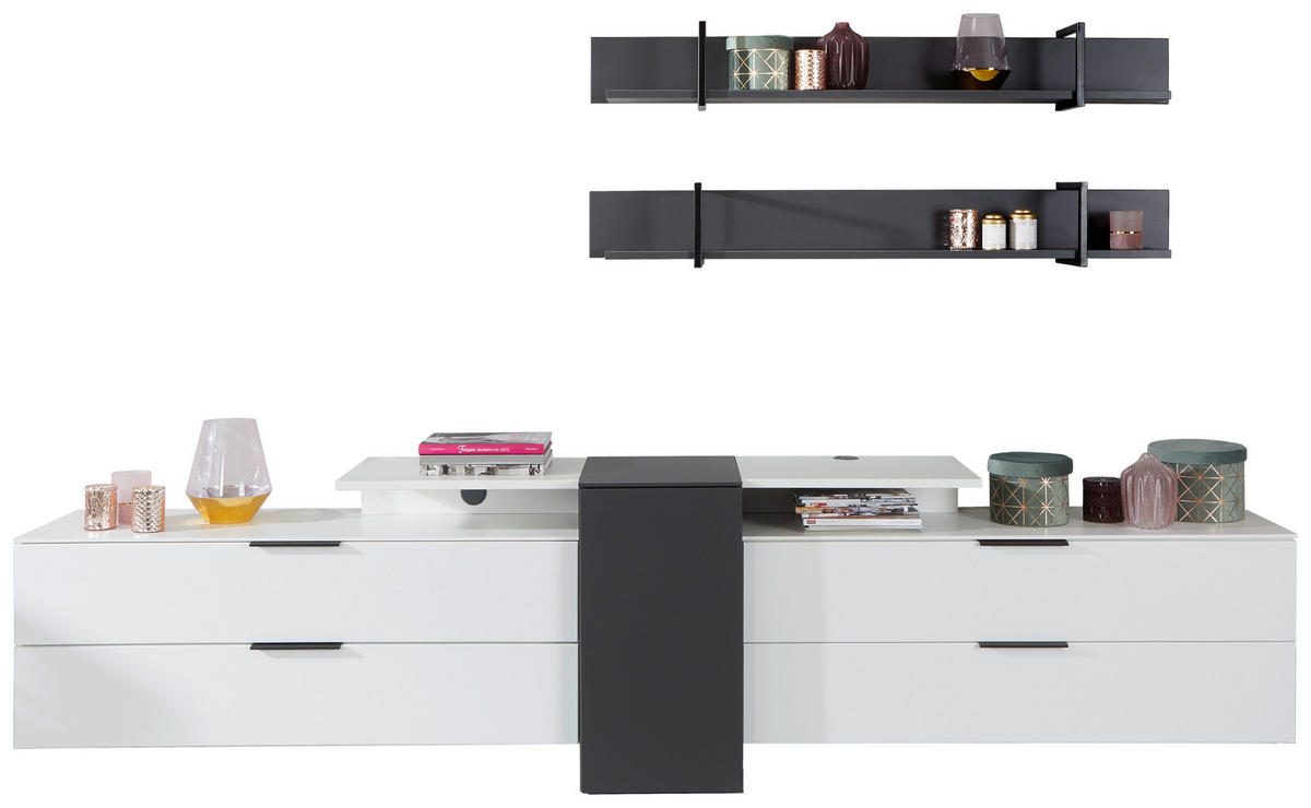 TV-BORD i {item.attr('143-279'), [ ]}{item.attr('B-DIMENSION'),[]} - vit/grafitfärgad, Modern, trämaterial (160/76/51cm)