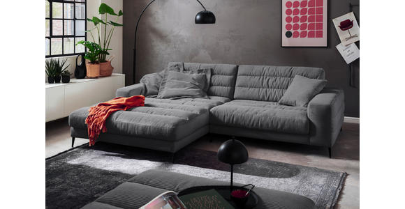 ECKSOFA in Cord Dunkelgrau  - Dunkelgrau/Schwarz, Design, Textil/Metall (207/296cm) - Dieter Knoll